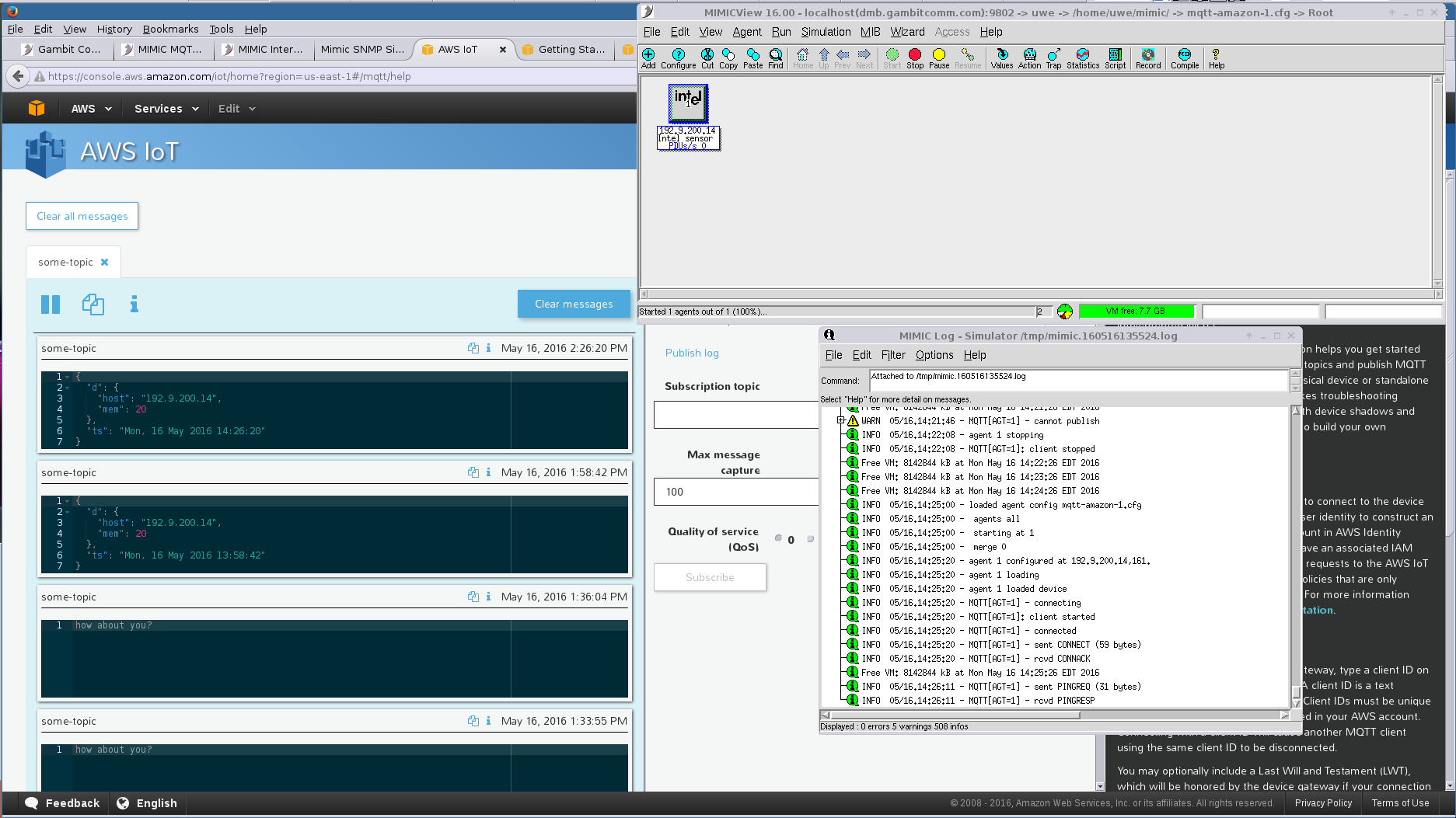 AWS IoT with MIMIC simulated devices